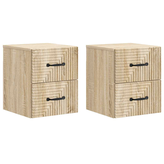 Wall-Mounted Bedside Cabinet 2 pcs Sonoma Oak 34.5 x 33 x 40 cm