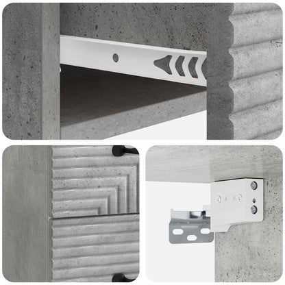 Wall-Mounted Bedside Cabinet with Drawer 2 pcs Concrete Grey