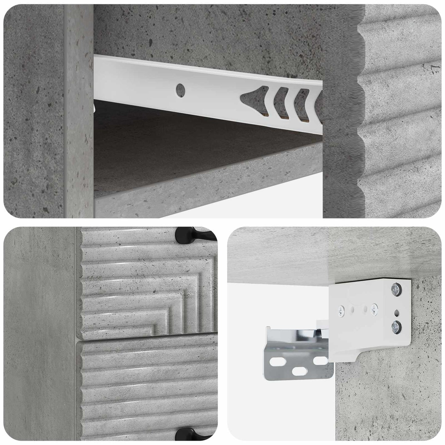 Wall-Mounted Bedside Cabinet 2 pcs Concrete Grey
