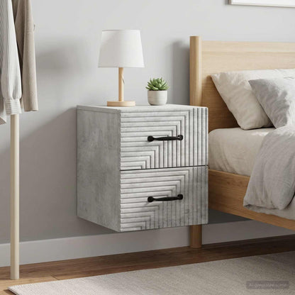 Wall-Mounted Bedside Cabinet with Drawer 2 pcs Concrete Grey