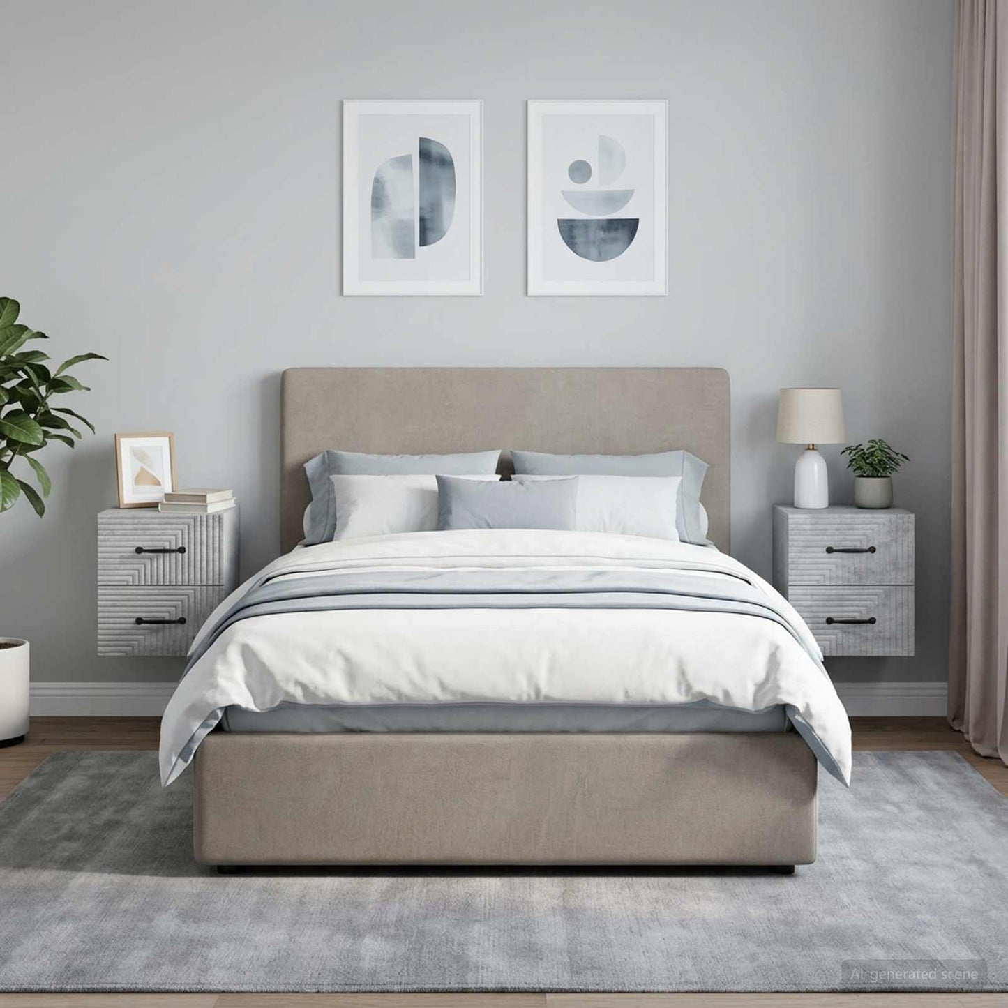 Wall-Mounted Bedside Cabinet with Drawer 2 pcs Concrete Grey