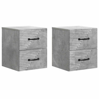 Wall-Mounted Bedside Cabinet 2 pcs Concrete Grey