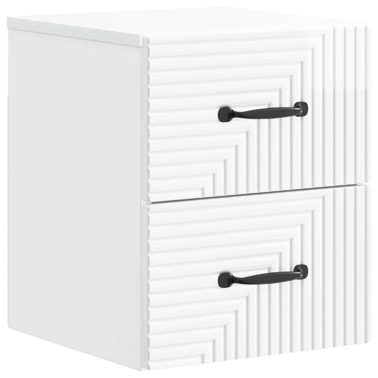 Wall-Mounted Bedside Cabinet High Gloss White 34.5 x 33 x 40 cm
