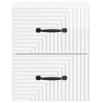 Wall-Mounted Bedside Cabinet High Gloss White 34.5 x 33 x 40 cm