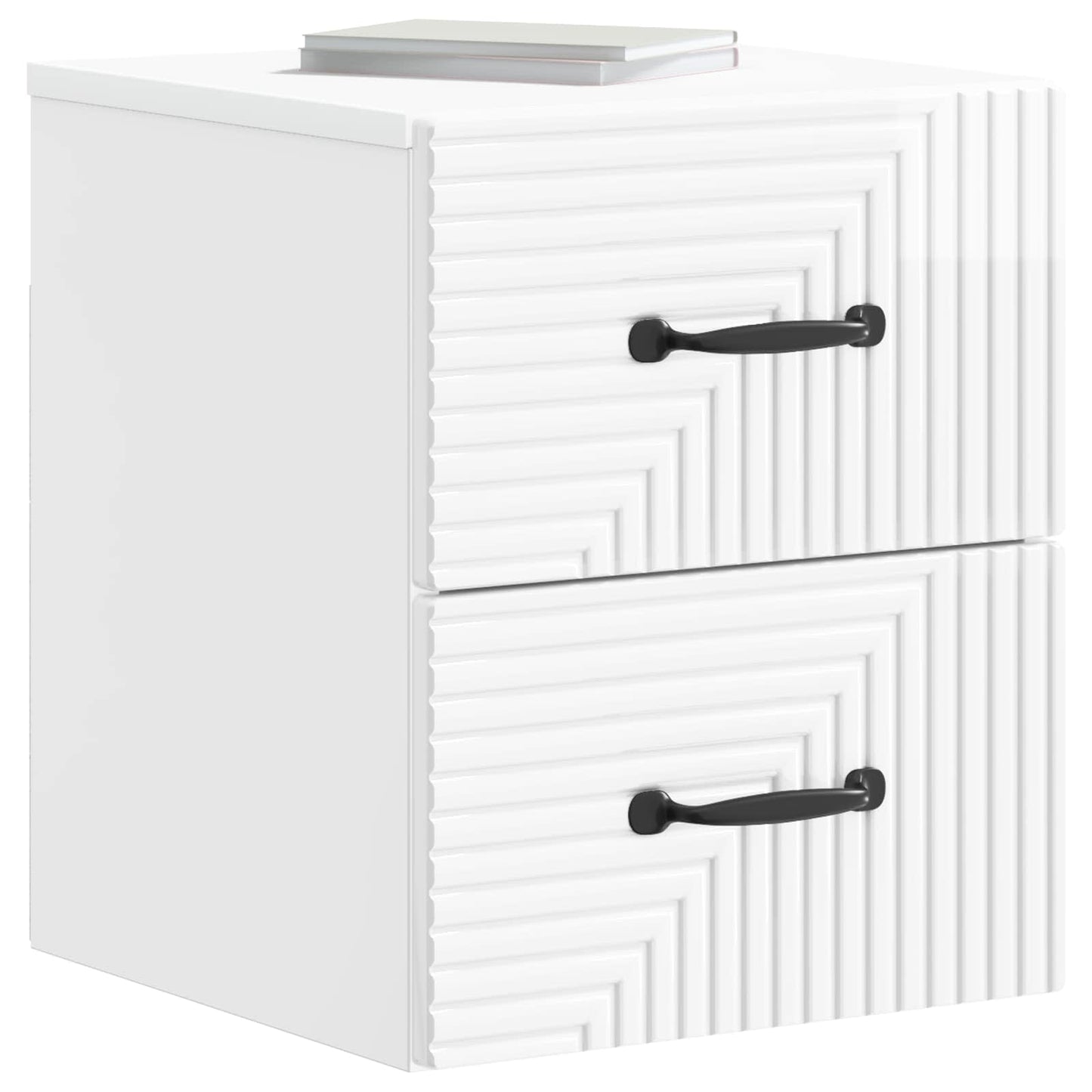 Wall-Mounted Bedside Cabinet High Gloss White 34.5 x 33 x 40 cm