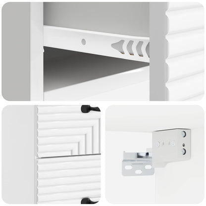 Wall-Mounted Bedside Cabinet with Drawer 2 pcs High Gloss White
