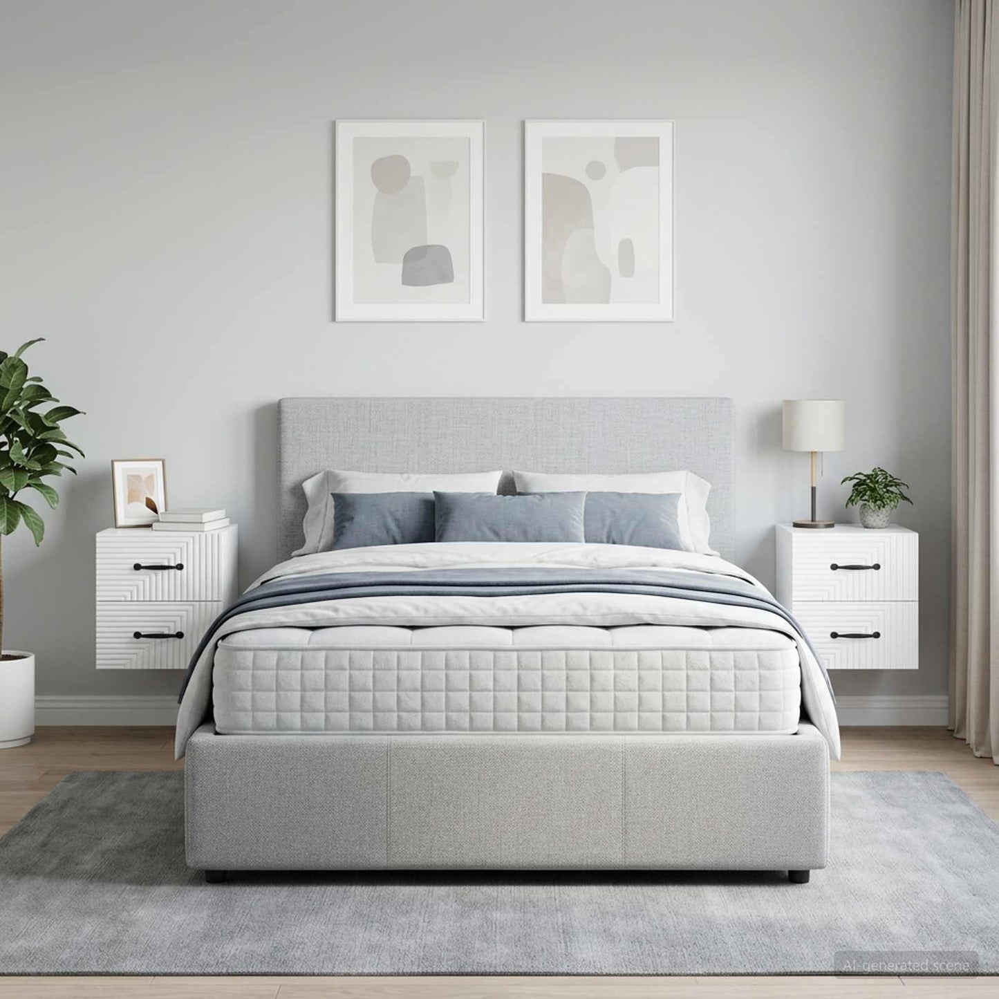Wall-Mounted Bedside Cabinet with Drawer 2 pcs High Gloss White