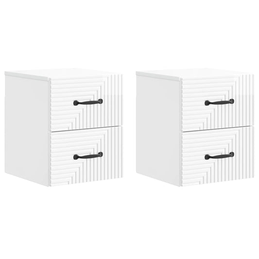 Wall-Mounted Bedside Cabinet with Drawer 2 pcs High Gloss White