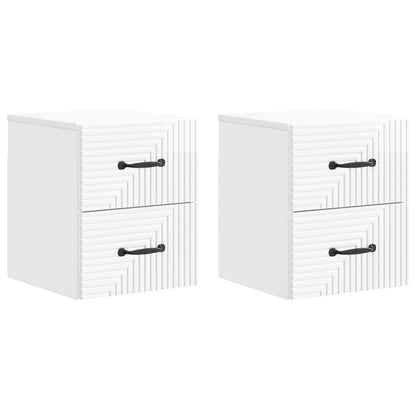 Wall-Mounted Bedside Cabinet with Drawer 2 pcs High Gloss White