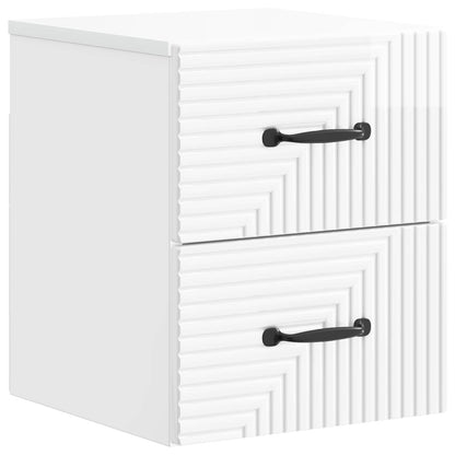 Wall-Mounted Bedside Cabinet with Drawer 2 pcs High Gloss White