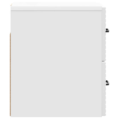 Wall-Mounted Bedside Cabinet with Drawer 2 pcs High Gloss White