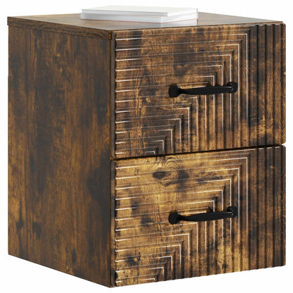Wall-Mounted Bedside Cabinet Smoked Oak 34.5 x 33 x 40 cm
