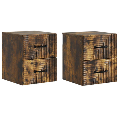 Wall-Mounted Bedside Cabinet 2 pcs Smoked Oak 34.5 x 33 x 40 cm
