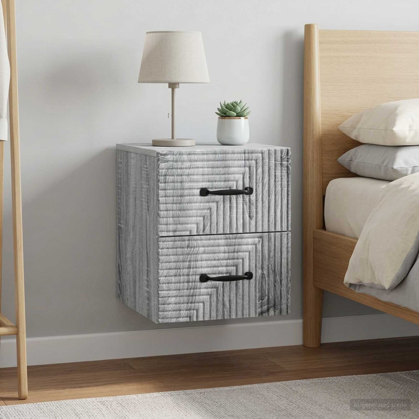Wall-Mounted Bedside Cabinet 2 pcs Grey Sonoma Engineered Wood