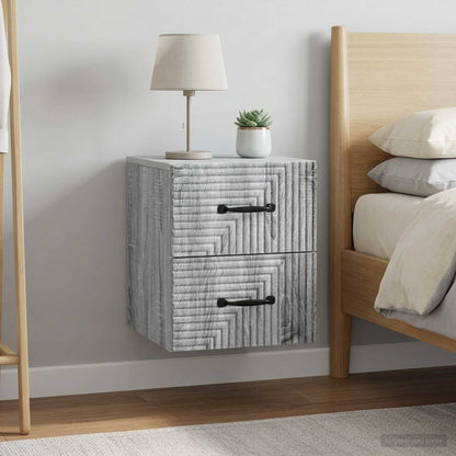 Wall-Mounted Bedside Cabinet 2 pcs Grey Sonoma Engineered Wood