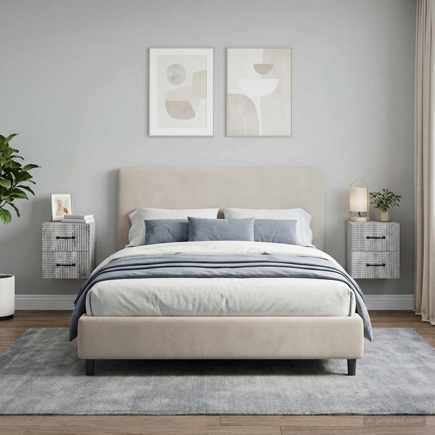 Wall-Mounted Bedside Cabinet 2 pcs Grey Sonoma Engineered Wood