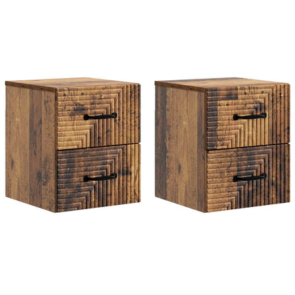Wall-Mounted Bedside Cabinet 2 pcs Old Wood 34.5 x 33 x 40 cm