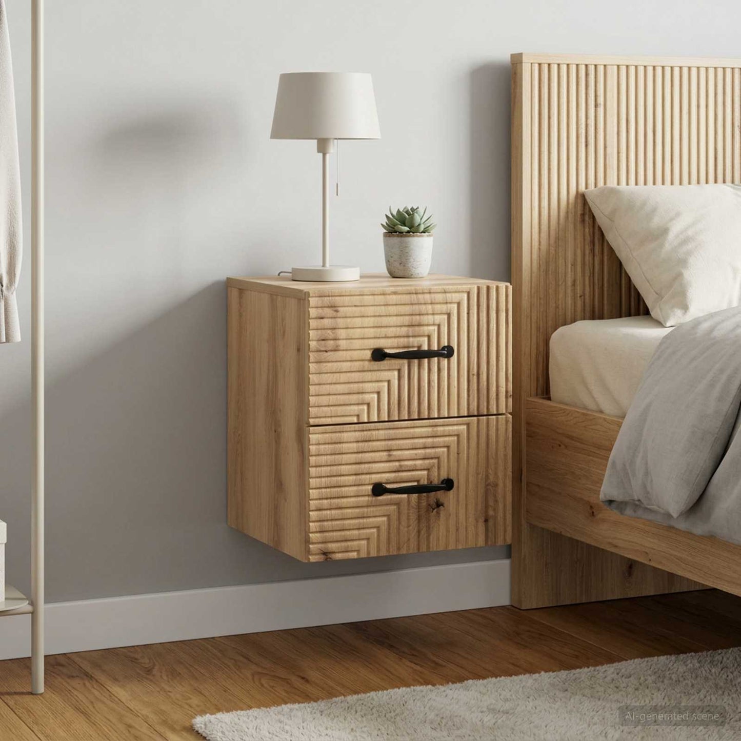 Wall-Mounted Bedside Cabinet 2 pcs Artisan Oak Engineered Wood