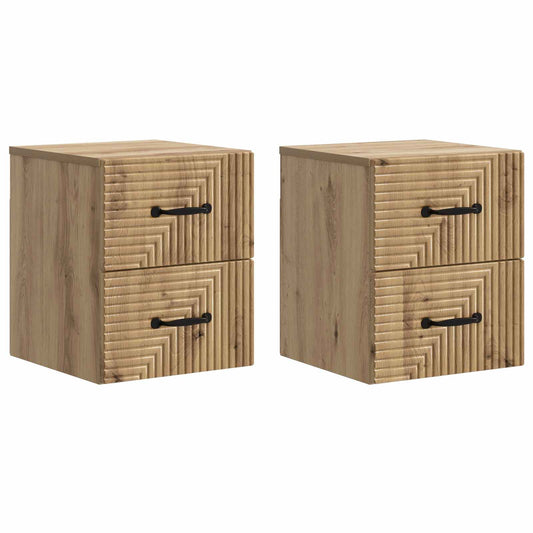 Wall-Mounted Bedside Cabinet 2 pcs Artisan Oak Engineered Wood
