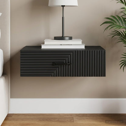 Wall-Mounted Side Table Black 59 x 34.5 x 17 cm Engineered Wood