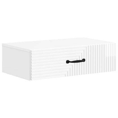 Wall-Mounted Side Table High Gloss White 59 x 34.5 x 17 cm