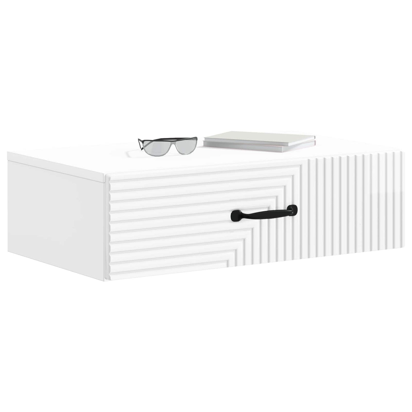 Wall-Mounted Side Table High Gloss White 59 x 34.5 x 17 cm