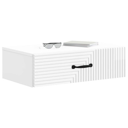 Wall-Mounted Side Table High Gloss White 59 x 34.5 x 17 cm