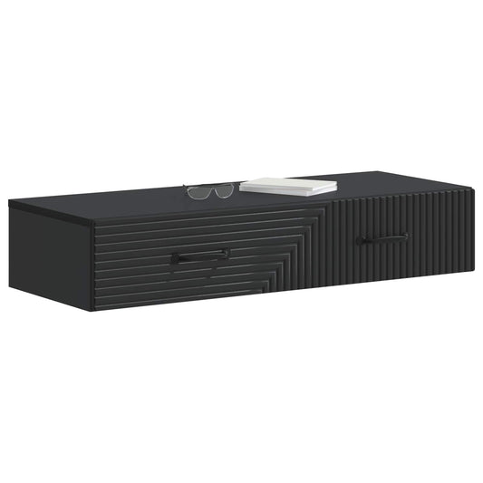 Wall-Mounted Side Table Wall-mounted Black 87.5 x 34.5 x 17 cm
