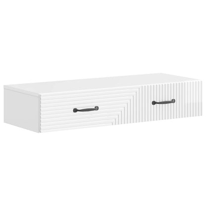 Wall-Mounted Side Table High Gloss White 87.5 x 34.5 x 17 cm