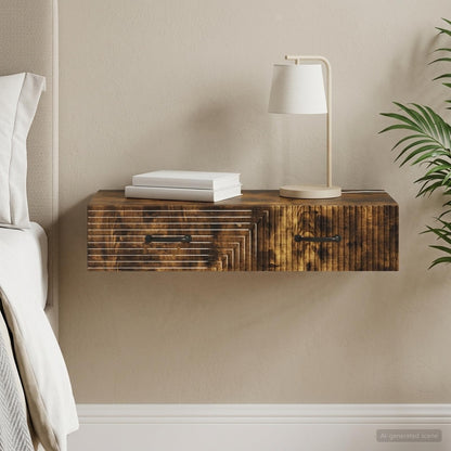 Wall-Mounted Side Table Smoked Oak 87.5 x 34.5 x 17 cm