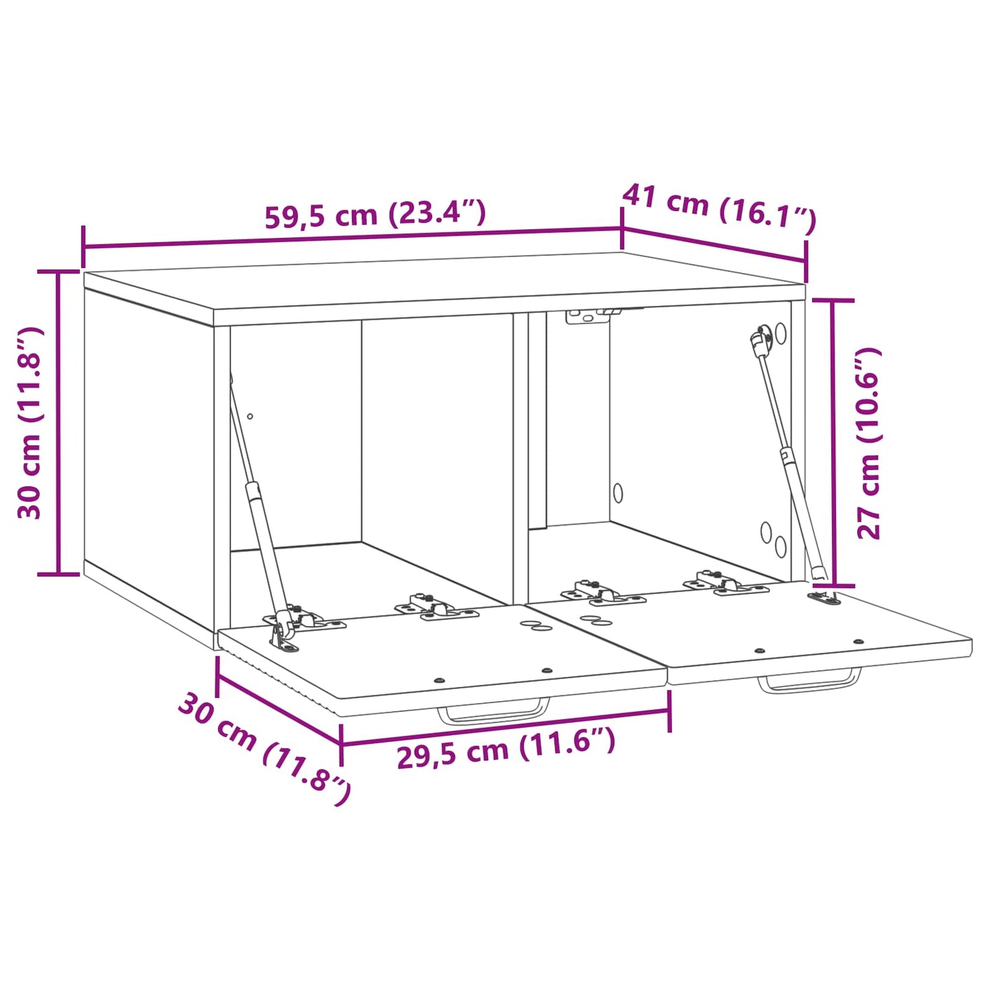 Wall-Mounted TV Cabinet Sonoma Oak 59.5 x 41 x 30 cm