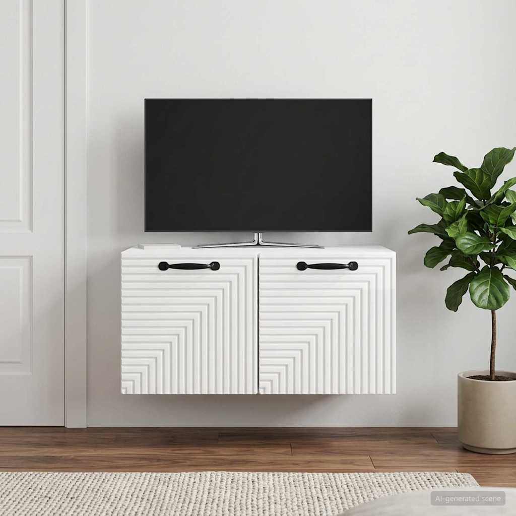 Wall-Mounted TV Cabinet High Gloss White 59.5 x 41 x 30 cm