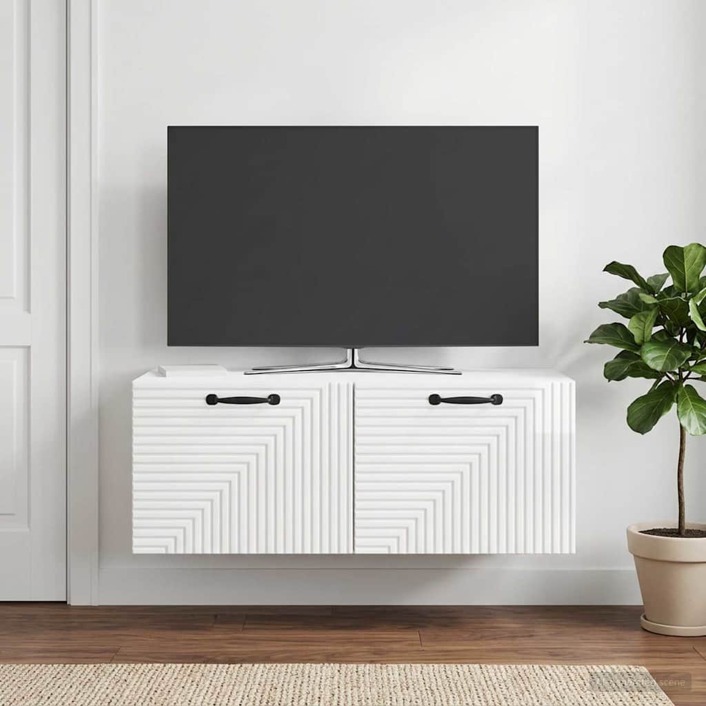 Wall-Mounted TV Cabinet High Gloss White 78.5 x 41 x 30 cm