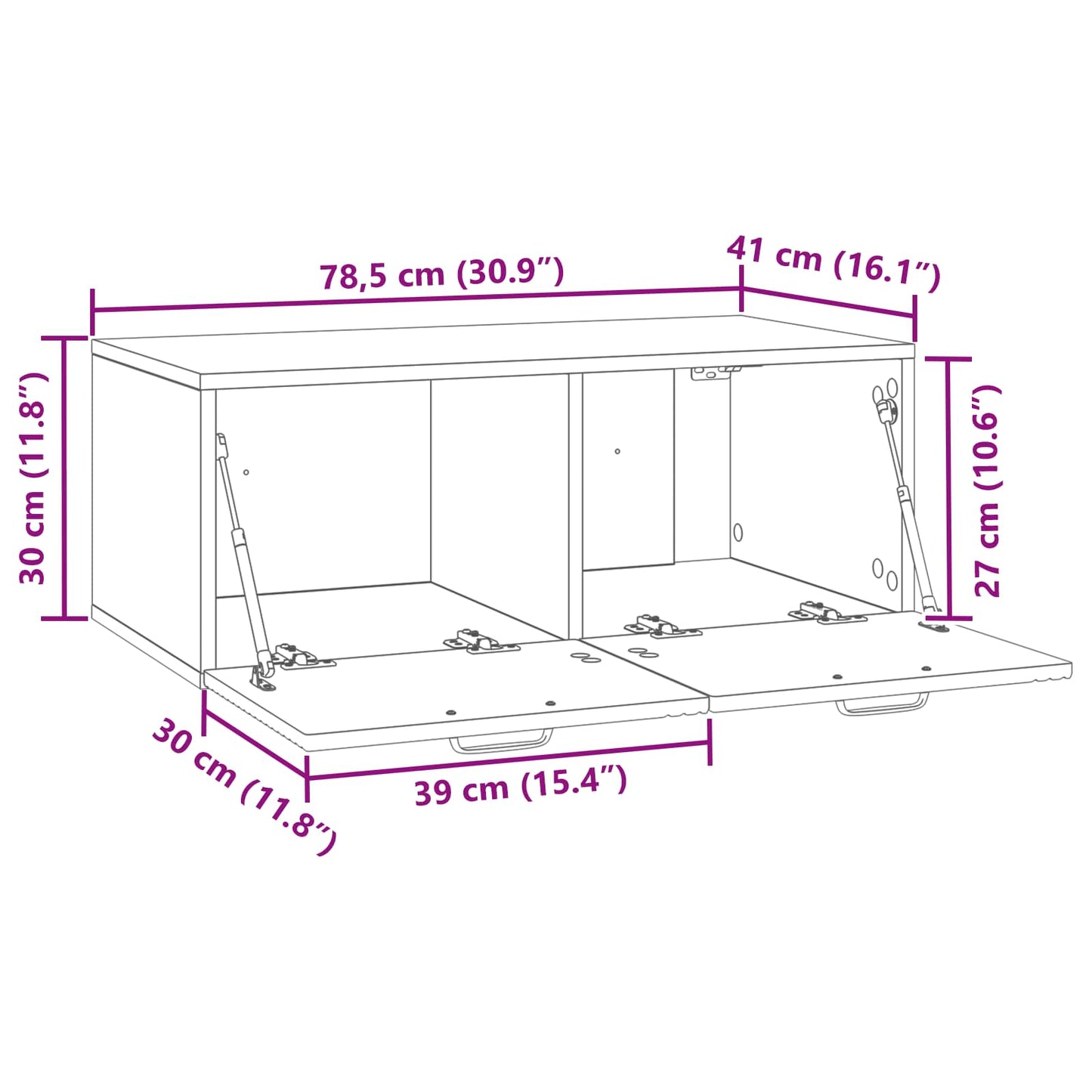 Wall-Mounted TV Cabinet Grey Sonoma 78.5 x 41 x 30 cm