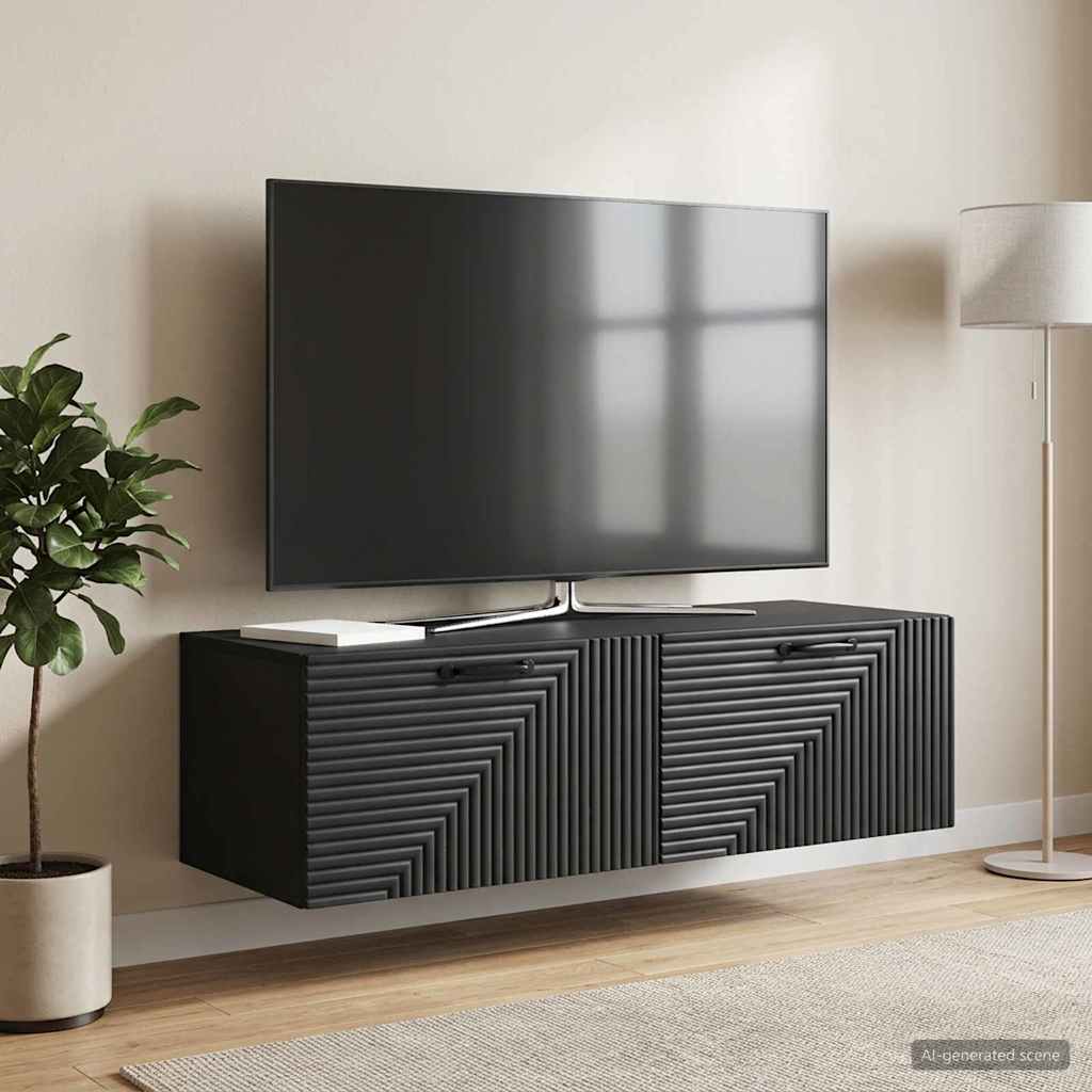 Wall-Mounted TV Cabinet Black 98 x 41 x 30 cm Engineered Wood
