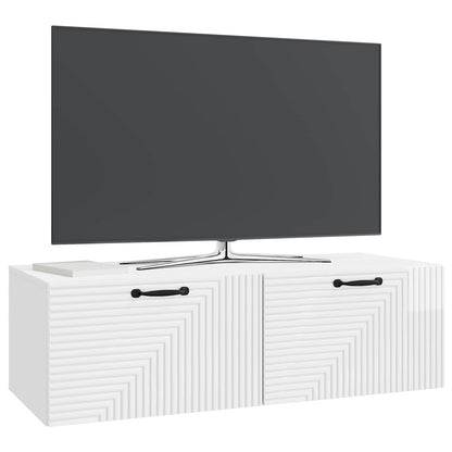 Wall-Mounted TV Cabinet High Gloss White 98 x 41 x 30 cm