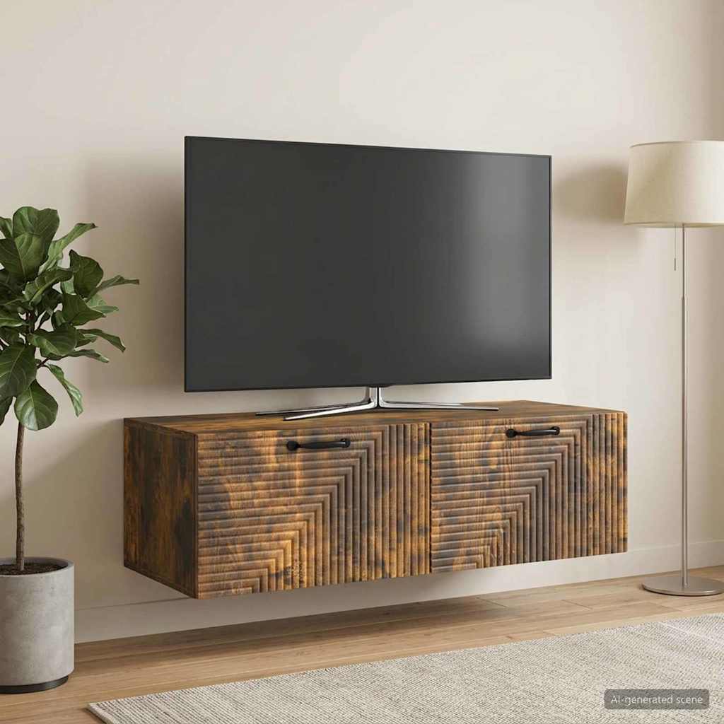 Wall-Mounted TV Cabinet Wall-mounted Smoked Oak 98 x 41 x 30 cm