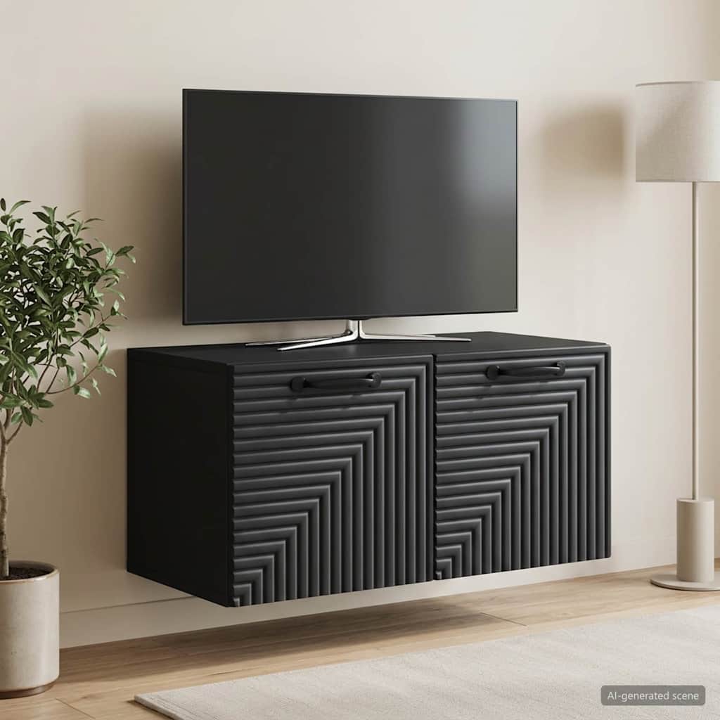 Wall-Mounted TV Cabinet Black 59.5 x 31 x 30 cm Engineered Wood