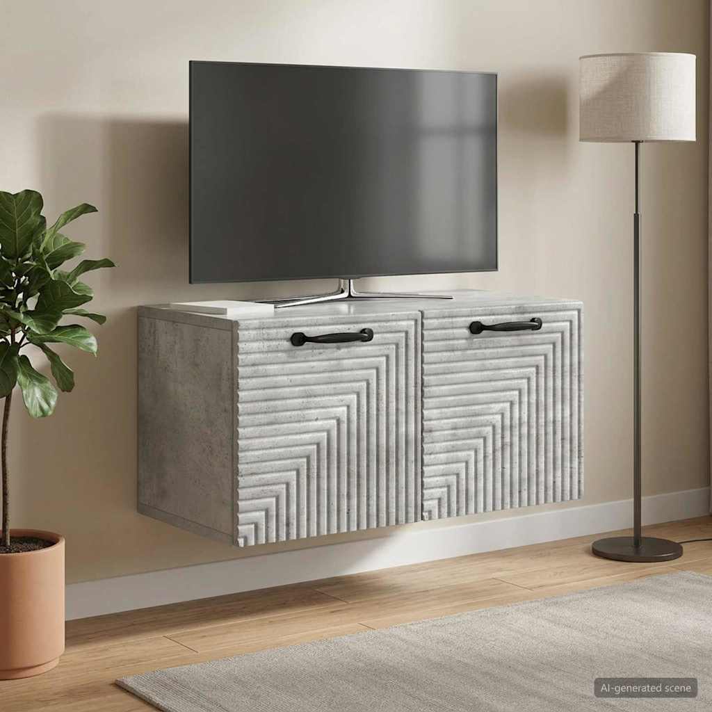Wall-Mounted TV Cabinet Concrete Grey 59.5 x 31 x 30 cm