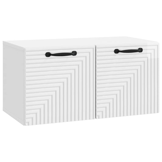 Wall-Mounted TV Cabinet High Gloss White 59.5 x 31 x 30 cm