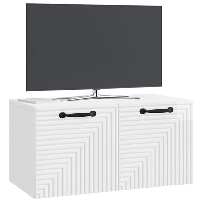Wall-Mounted TV Cabinet High Gloss White 59.5 x 31 x 30 cm