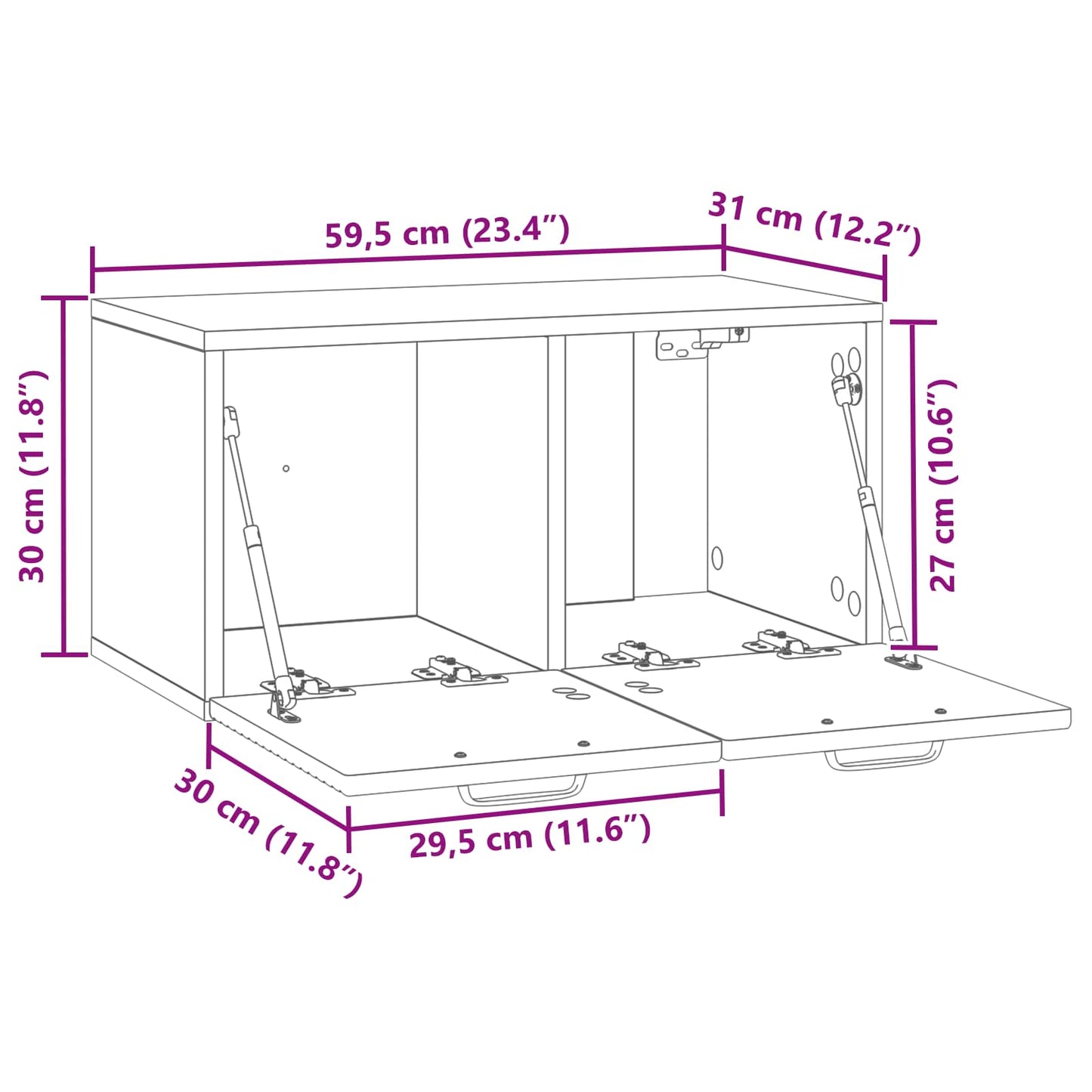 Wall-Mounted TV Cabinet Artisan Oak 59.5 x 31 x 30 cm