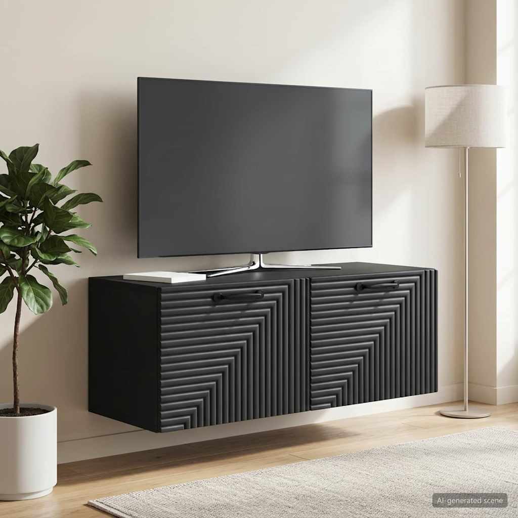 Wall-Mounted TV Cabinet Black 78.5 x 31 x 30 cm Engineered Wood
