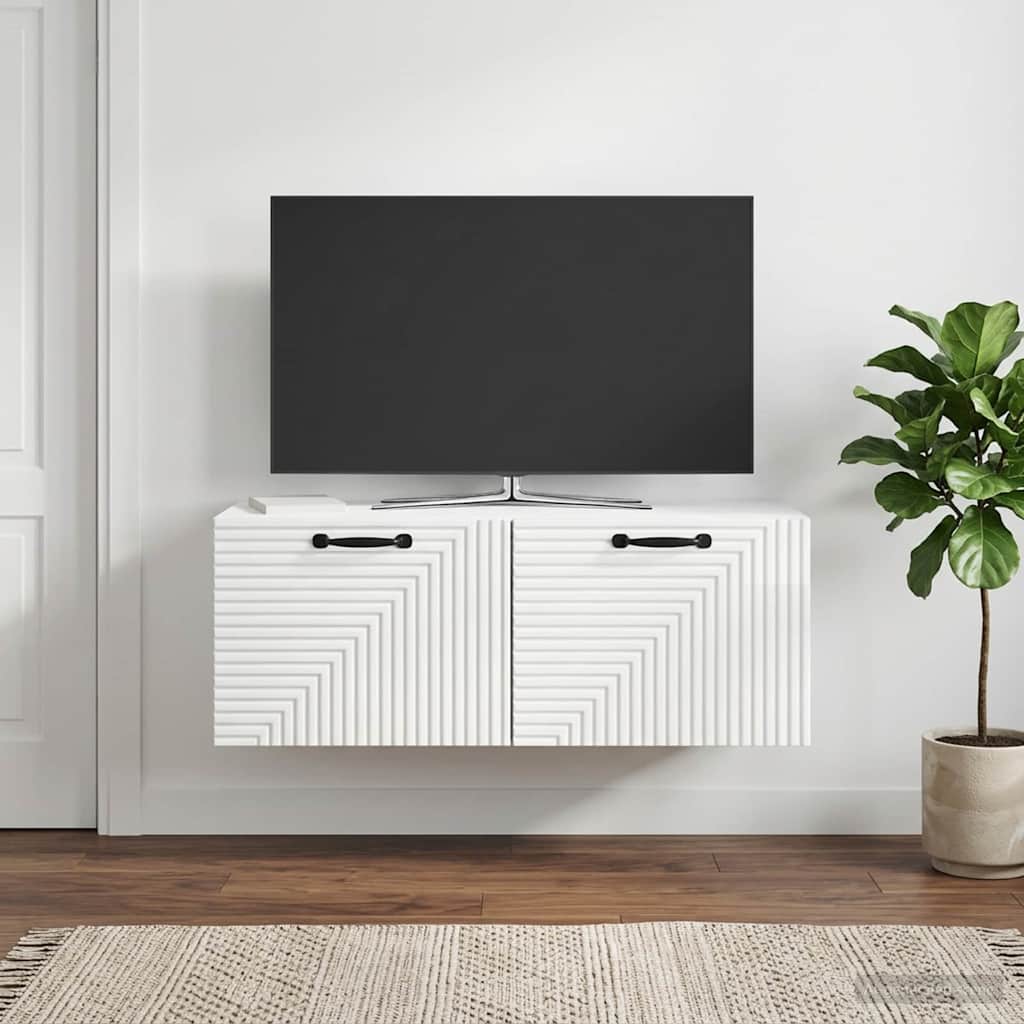 Wall-Mounted TV Cabinet High Gloss White 78.5 x 31 x 30 cm