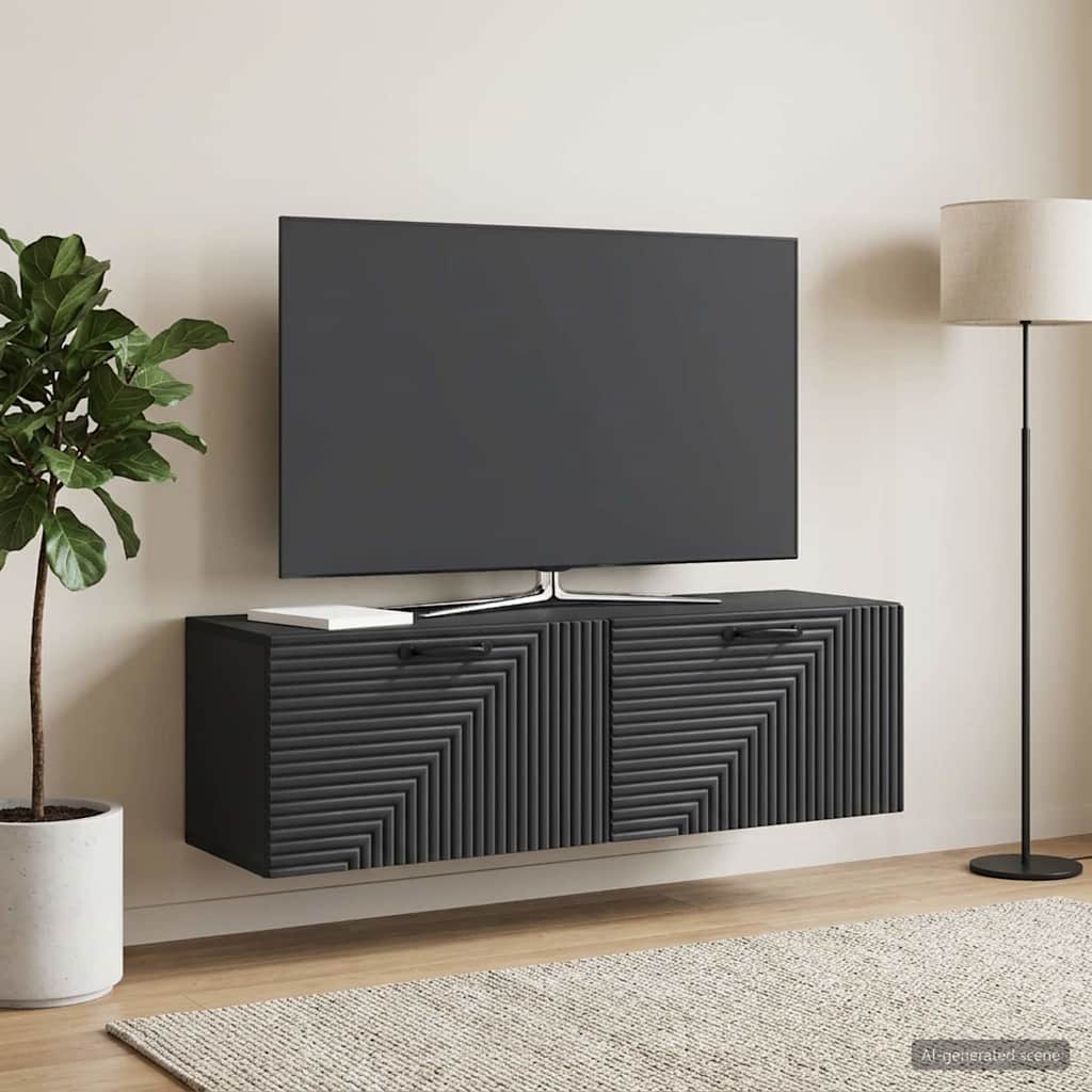 Wall-Mounted TV Cabinet Black 98 x 31 x 30 cm Engineered Wood