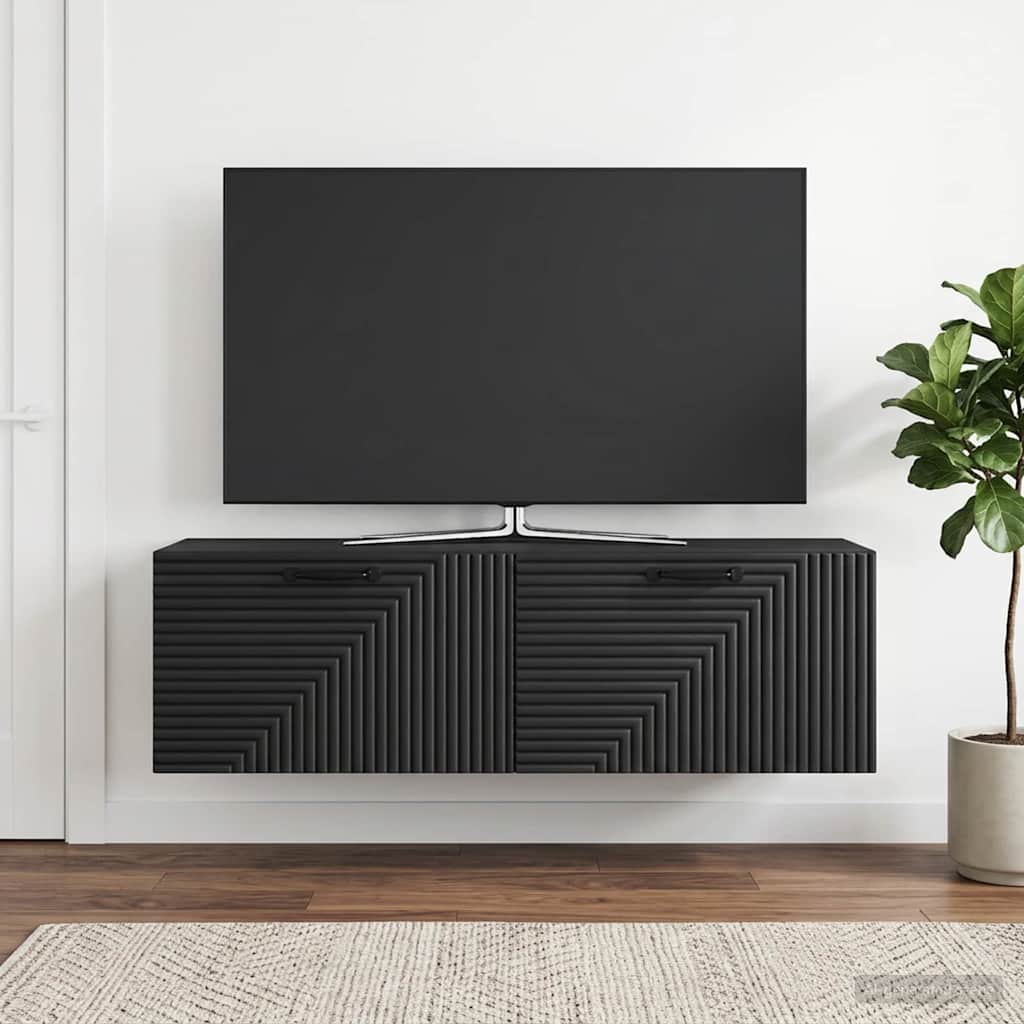 Wall-Mounted TV Cabinet Black 98 x 31 x 30 cm Engineered Wood