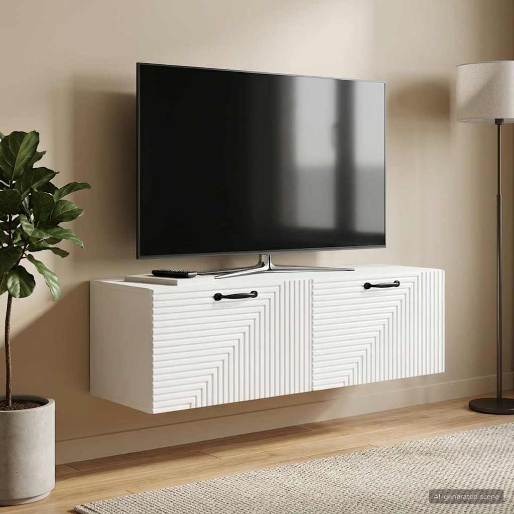 Wall-Mounted TV Cabinet High Gloss White 98 x 31 x 30 cm