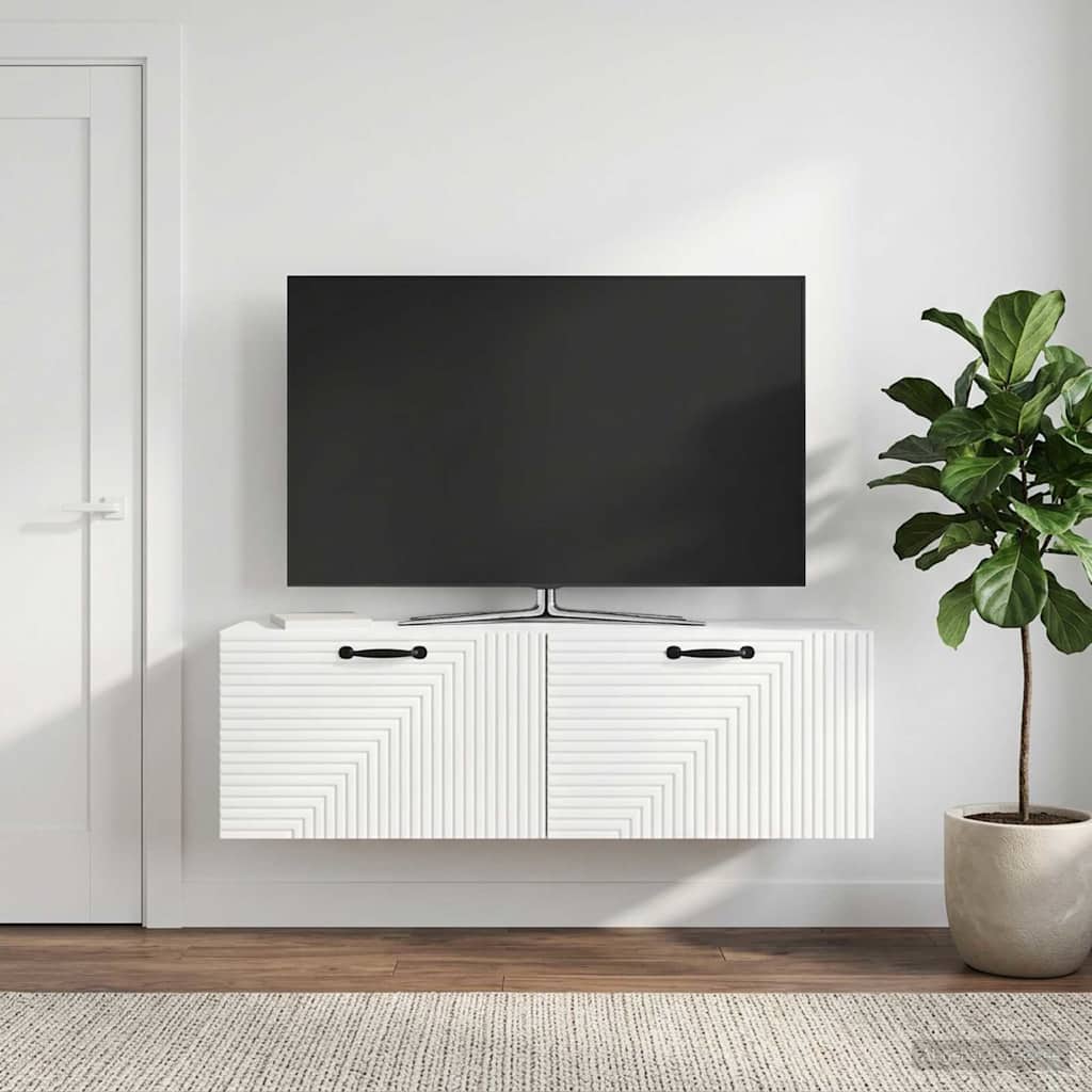 Wall-Mounted TV Cabinet High Gloss White 98 x 31 x 30 cm