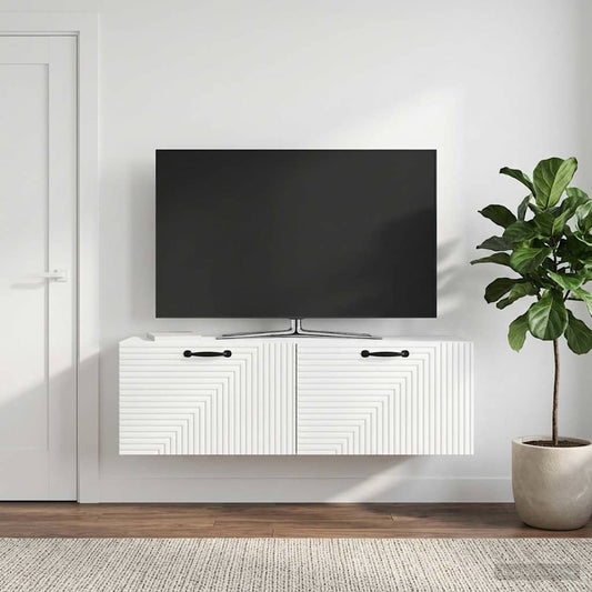 Wall-Mounted TV Cabinet High Gloss White 98 x 31 x 30 cm