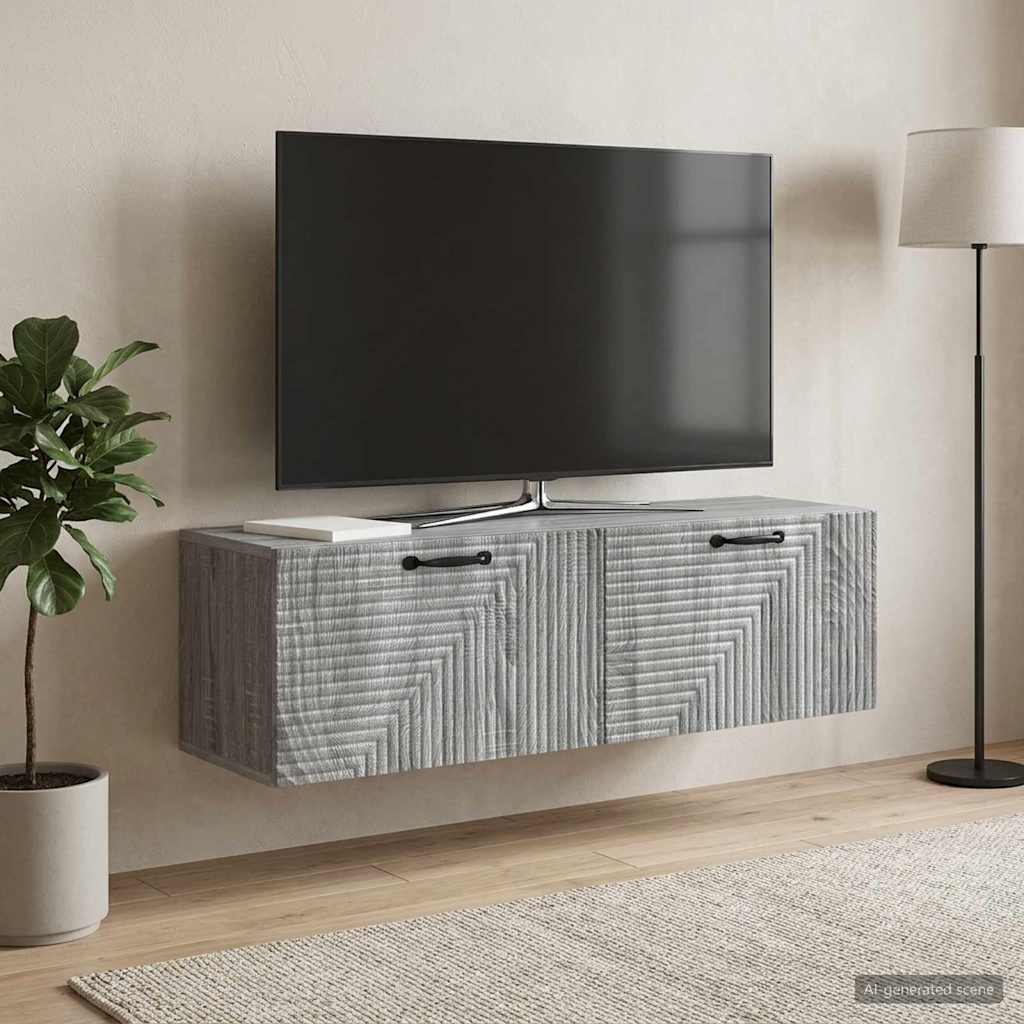 Wall-Mounted TV Cabinet Grey Sonoma 98 x 31 x 30 cm